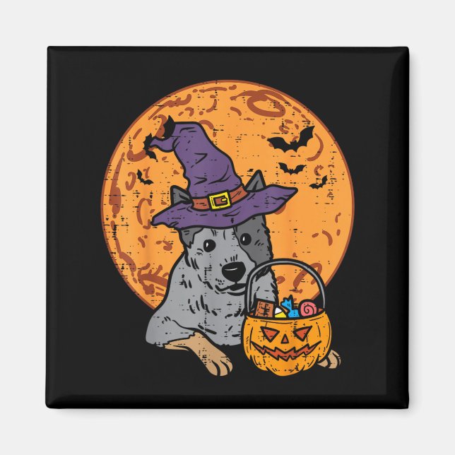 Íman Chapéu de Bruxa Lua Jack O Lantern Halloween (Frente)