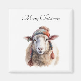Íman Chapéu de Inverno Ovelha de Natal Texto Personaliz
