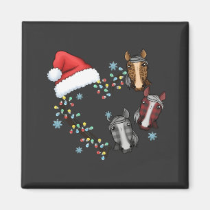 Íman Chapéu de Papai Noel com Cavalos Equestre Papai No