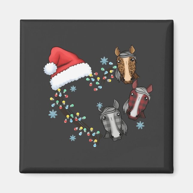 Íman Chapéu de Papai Noel com Cavalos Equestre Papai No (Frente)