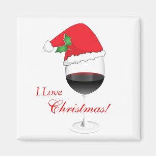 Íman Chapéu do papai noel do azevinho do vinho tinto e
