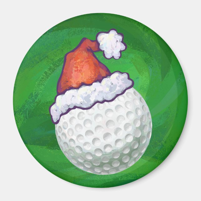 Íman Chapéus de Natal de Golf Ball (Frente)