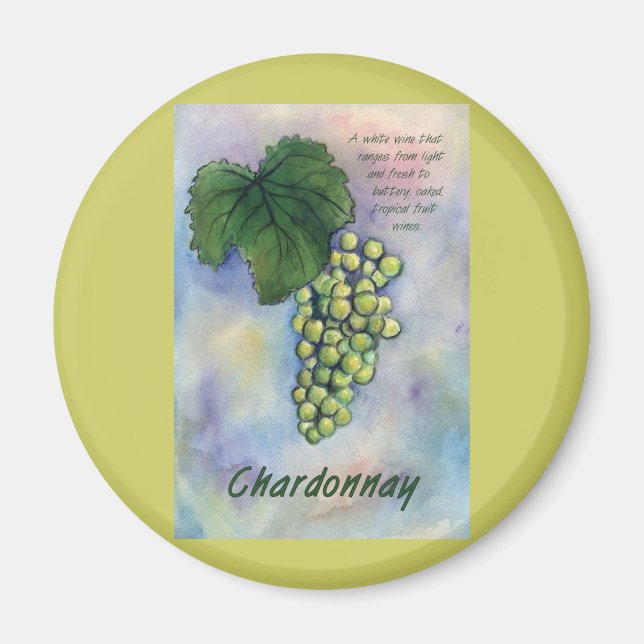 Íman Chardonnay Wine Graphics & Description Magnet (Frente)