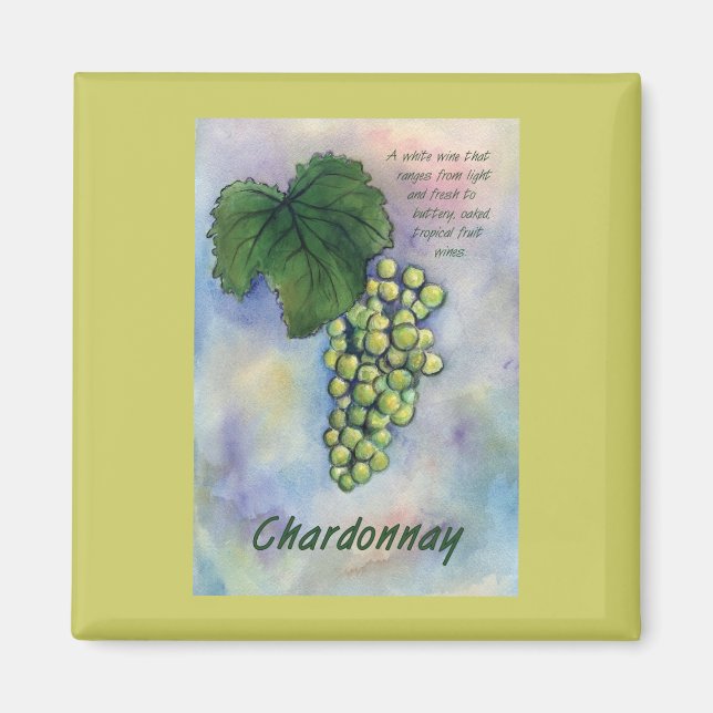 Íman Chardonnay Wine Graphics & Description Magnet (Frente)