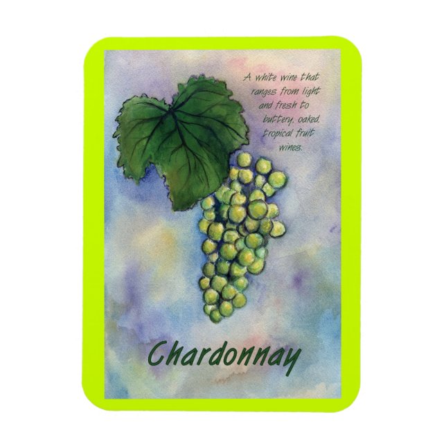 Íman Chardonnay Wine Graphics Painting Art Magnet (Vertical)