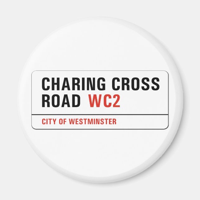 Íman Charing Cross Road, London Street Sign (Frente)