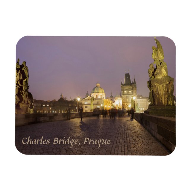 Íman Charles Bridge, foto do souvenir de Praga (Horizontal)