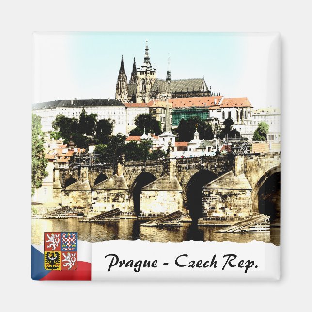 Íman Charles Bridge, Prague Magnet, Castle Panorama (Frente)