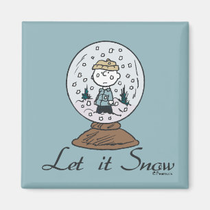 Íman Charlie Brown Snow Globe Graphic - Deixe-o nevar