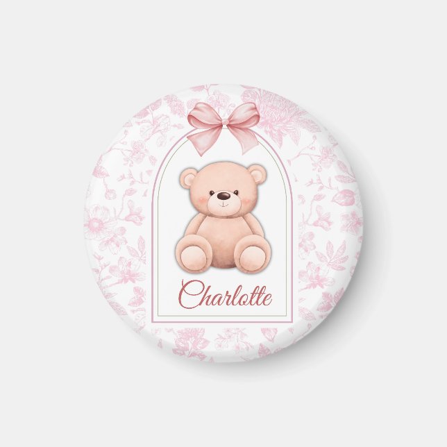 Íman Charlotte | Design de Enfermeiro de Urso Rosa Pers (Frente)