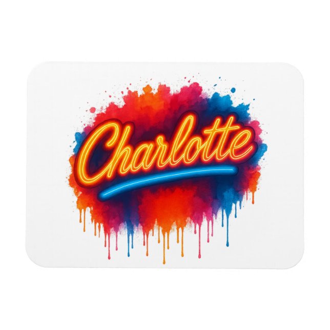 Íman Charlotte Neon Script - Design de abertura de arte (Horizontal)