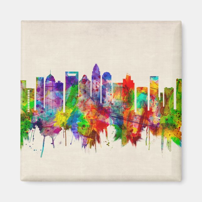 Íman Charlotte North Carolina Skyline (Frente)