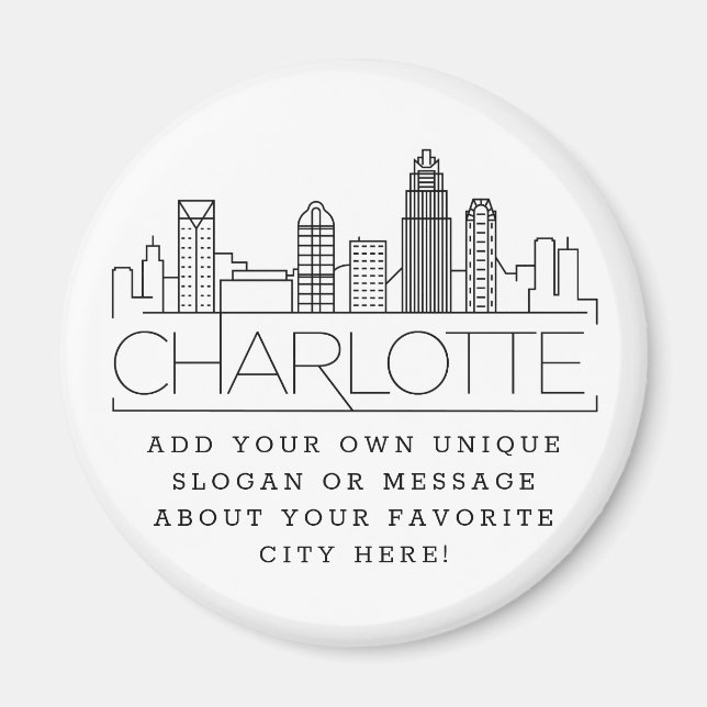 Íman Charlotte Themed | Mensagem de Cidade Personalizad (Frente)