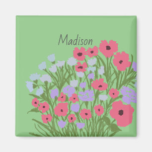 Íman Charme Floral Bonito Colorido + Nome Personalizado
