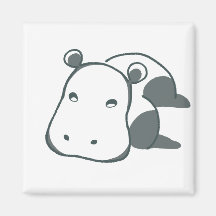 Charming Hippo Magnet - Calming Green Minimal