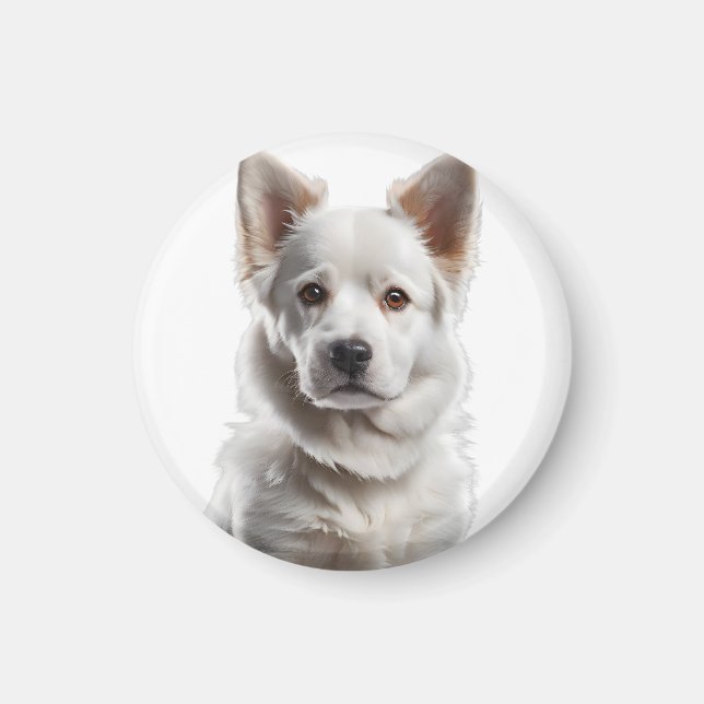 Íman Charming White Shepherd Puppy Portrait (Frente)