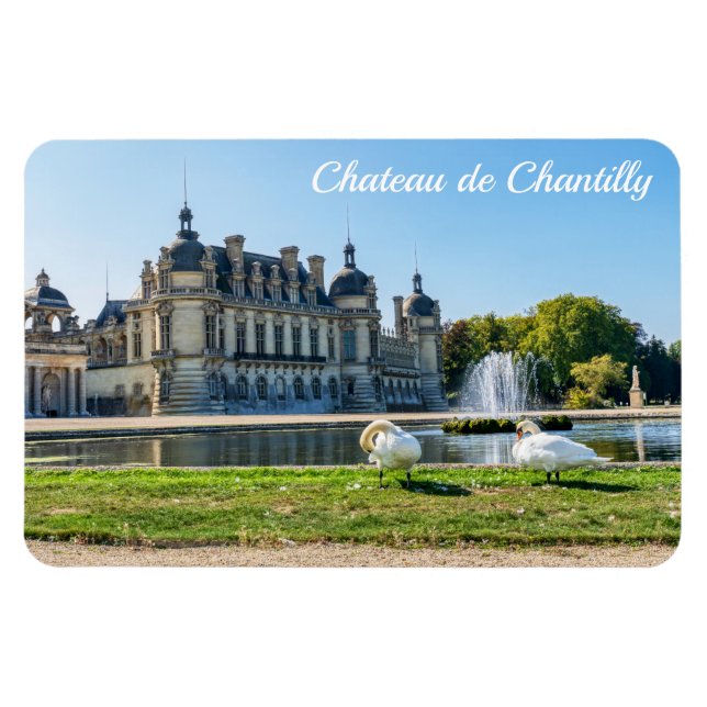 Íman Chateau de Chantilly, fonte e dois cisnes (Horizontal)