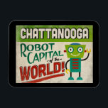 Íman Chattanooga Tennessee Robot - Engraçado Vintage<br><div class="desc">Um charmoso imã de viagens vintage Chattanooga Tennessee com um robô engraçado e amigável,  junto com um texto divertido no estilo retrô que diz,  "Até logo em Chattanooga"</div>