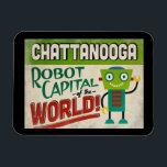 Íman Chattanooga Tennessee Robot - Engraçado Vintage<br><div class="desc">Um charmoso imã de viagens vintage Chattanooga Tennessee com um robô engraçado e amigável,  junto com um texto divertido no estilo retrô que diz,  "Até logo em Chattanooga"</div>