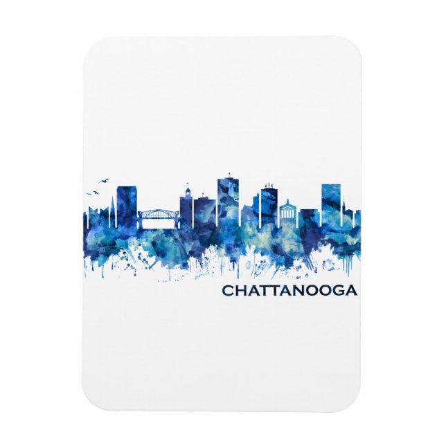 Íman Chattanooga Tennessee Skyline Blue (Vertical)