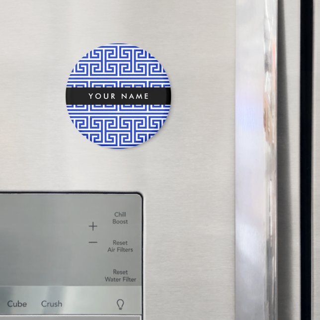 Íman Chave Grega Meander H Blue, Seu Nome Personalizar (In Situ (Fridge))