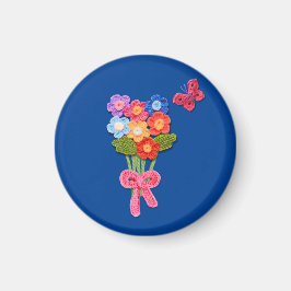 Íman Chaveiro Buquê Impressão de de Flor Crochet