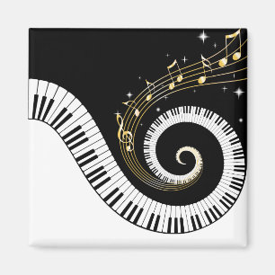 Íman Chaves de piano e notas de música Douradas