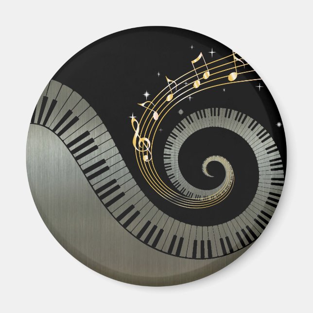 Íman Chaves para Piano e Douradas Notas de Música Alumí (Frente)