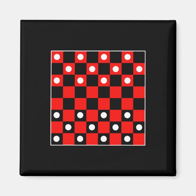 Íman Checkboard Checker Conselhos Jogos Pretos E Vermel (Frente)