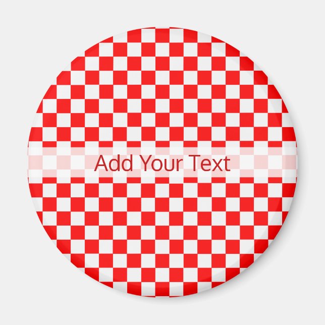 Íman Checkerboard vermelho e branco clássico por STaylo (Frente)