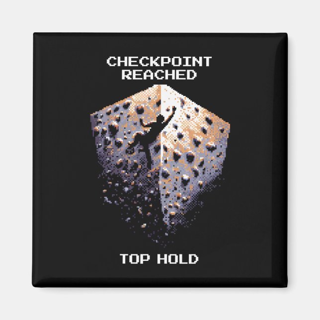Íman Checkpoint Atingido – Pixel Art de Escalada Top Ho (Frente)