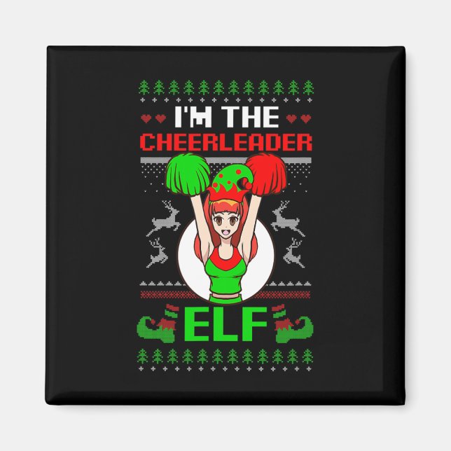 Íman Cheerleader Elf Design Christmas Cheerleading  (Frente)