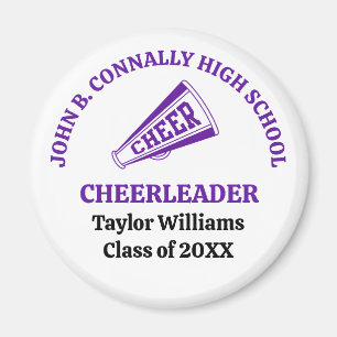 Íman Cheerleader Personalizada do Ensino Médio Roxo