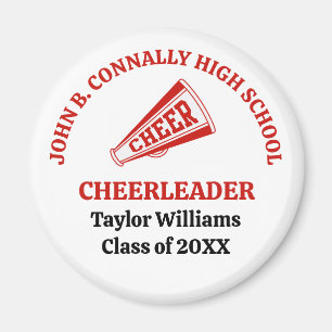 Íman Cheerleader Personalizada do Ensino Médio Vermelha