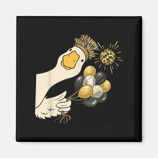 Íman Cheers Happy New Year 2026 Goose With Balloon Disc (Frente)