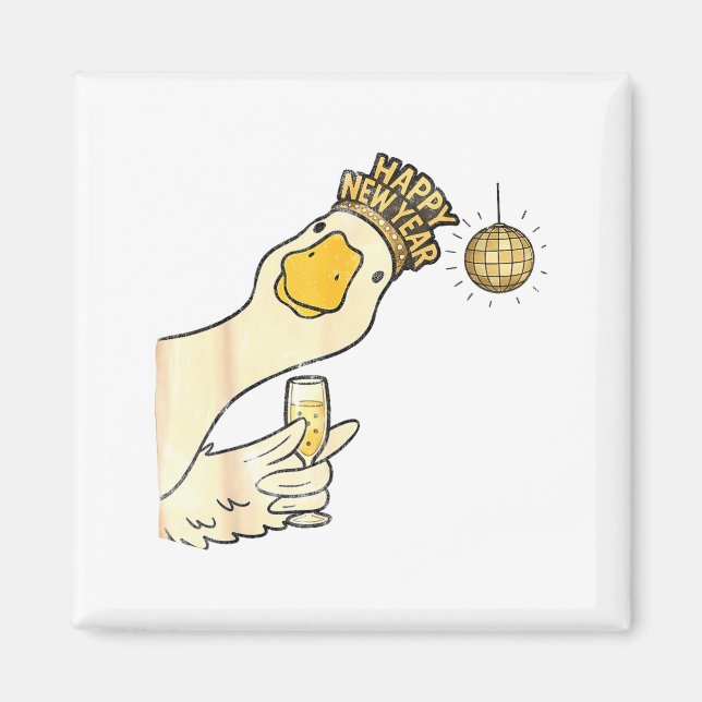 Íman Cheers Happy New Year 2026 Goose With Champagne Di (Frente)