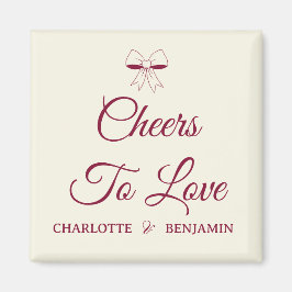Íman Cheers To Love Burgundy Script Ivory Bow Wedding