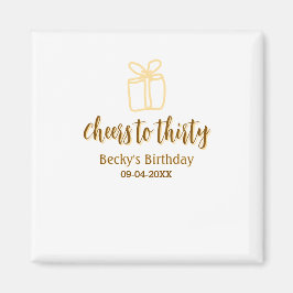 Íman Cheers to thirty yellow brown birthday pastel gift