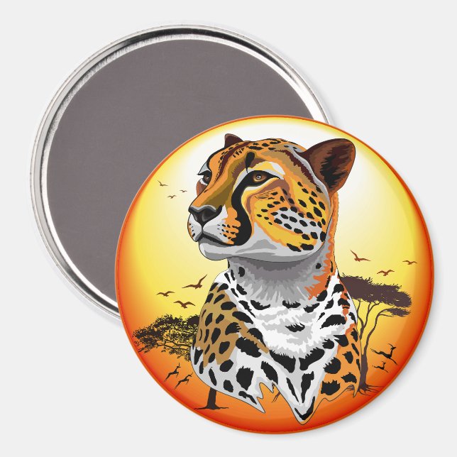 Íman Cheetah African Feline Wild Animal (Front/Back)