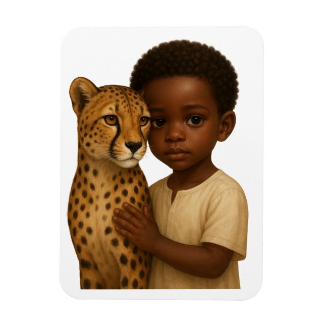 Íman Cheetah & Boy: Bond of the wild and innocent (Vertical)
