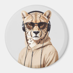 Íman Cheetah Vestindo Hoodie Engraçado Caráter Legal