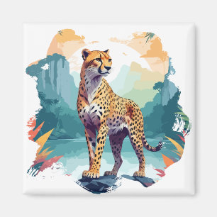 Íman Cheetah Vetor Art Animal Na Natureza Majestosa