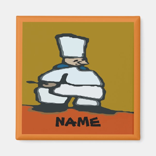 Íman Chef cômico, adicionar texto (Frente)