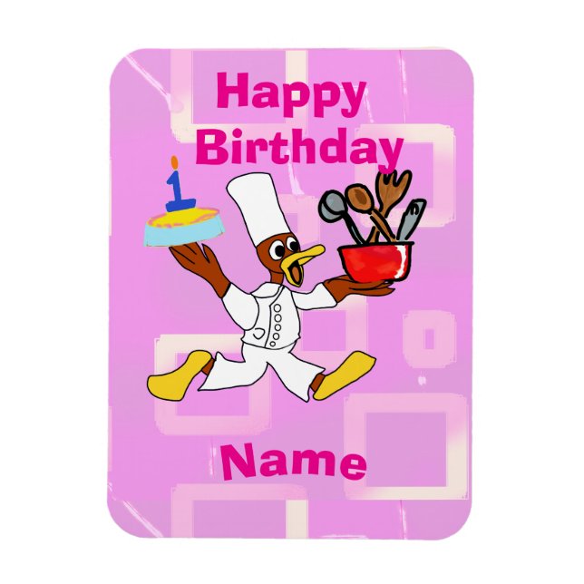 Íman Chef Ducky Kazoo Pink Geométrico (Vertical)