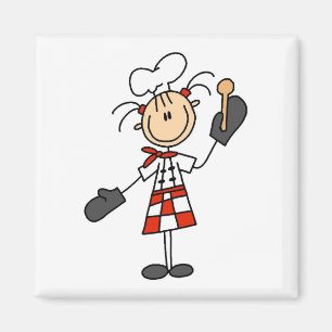 Íman Chef Feminina Com Luvas e Colher de Pau