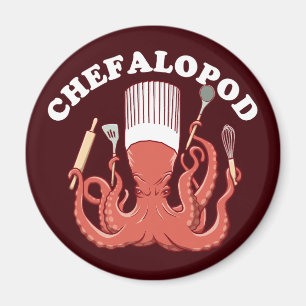 Íman Chefalopod   Octopus Chef Funny Pun