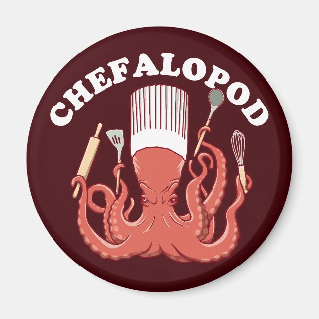 Íman Chefalopod | Octopus Chef Funny Pun (Frente)