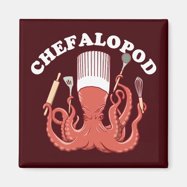 Íman Chefalopod | Octopus Chef Funny Pun (Frente)