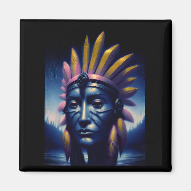 Íman Chefe Mayan Com Colinas Em Segundo Plano (Frente)