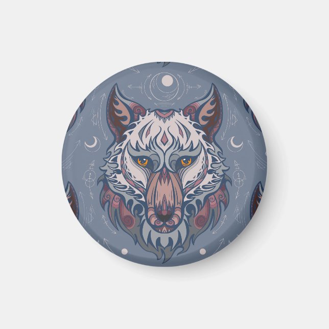 Íman Chefes de lobo com decoração de vassoura (Frente)